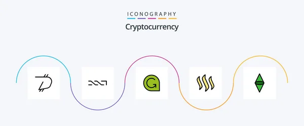 Cryptocurrency Line Filled Flat Icon Pack Including Ethereum Cryptocurrency Game — Διανυσματικό Αρχείο