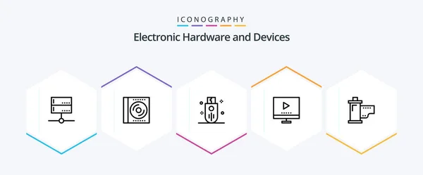 Devices Line Icon Pack Including Technology Devices Digital Storage Outline — Wektor stockowy