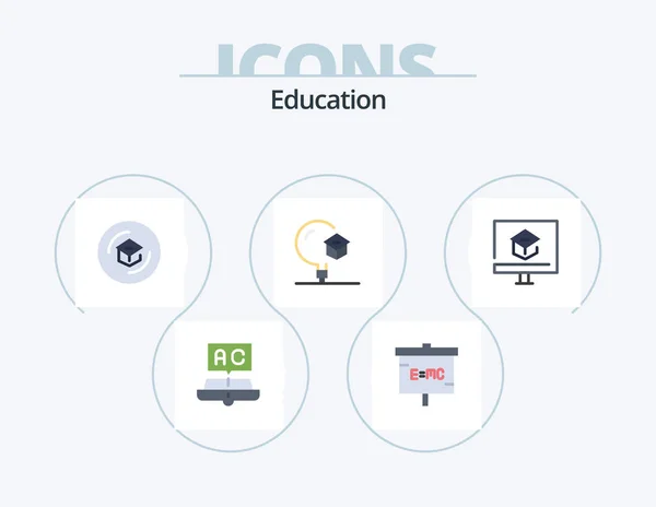 Education Flat Icon Pack Icon Design Learning Education Laboratory School — Image vectorielle