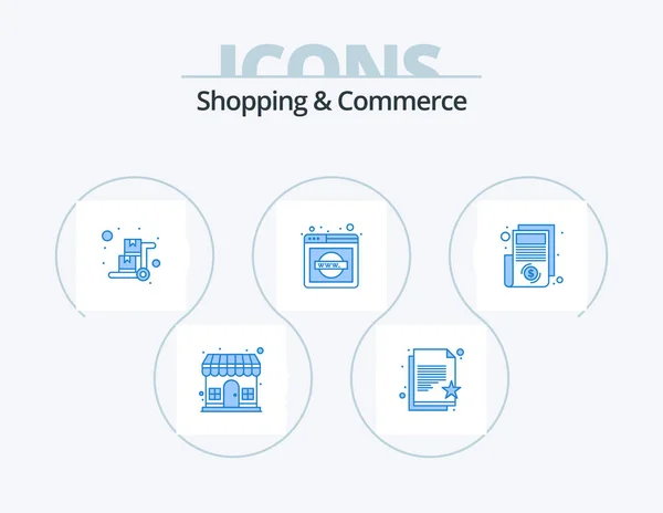 Shopping Commerce Blue Icon Pack Icon Design World Wide Web — Image vectorielle