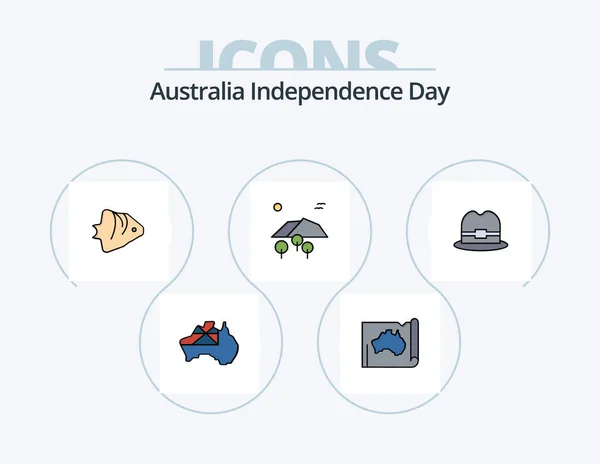 Australia Independence Day Line Filled Icon Pack Icon Design Sports — Stok Vektör