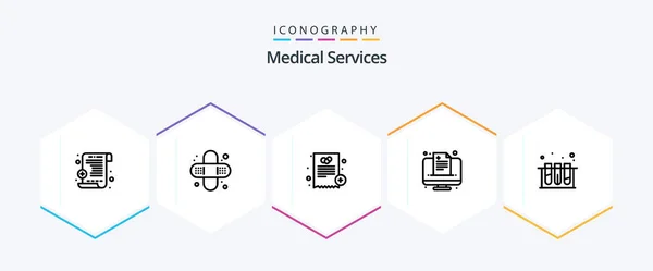 Medical Services Line Icon Pack Including Test Medicine Lab Online — Image vectorielle