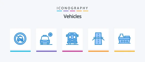 Vehicles Blue Icon Pack Including Boat Grid Vehicles Creative Bridge — Archivo Imágenes Vectoriales