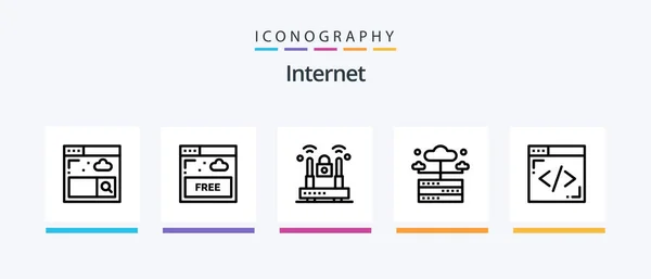 Internet Line Icon Pack Including Graph Webcam Coding Video Communications — Vettoriale Stock