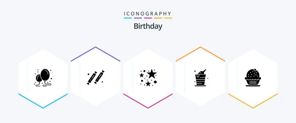 Birthday Glyph Icon Pack Including Cake Party Sweet Celebration Alcohol — 图库矢量图片