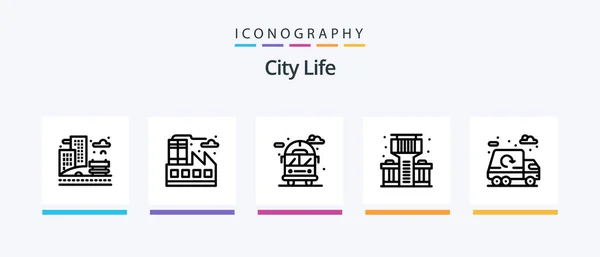 City Life Line Icon Pack Including Fly Balloon Air Balloon — Stock vektor