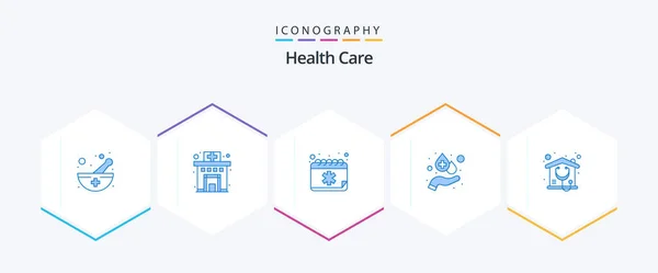 Health Care Blue Icon Pack Including Medical Hand Agenda Donation — Image vectorielle