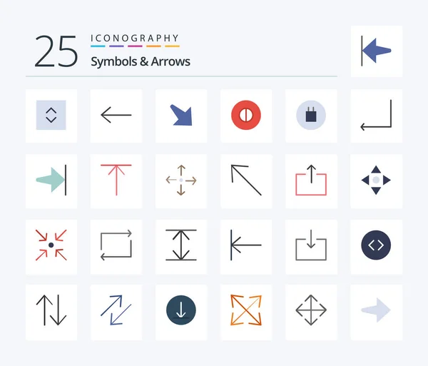 Symbols Arrows Flat Color Icon Pack Including Arrow End Ancient — Stock vektor
