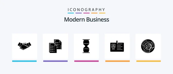 Modern Business Glyph Icon Pack Including Timer Sandclock Data Clock — Stockvektor