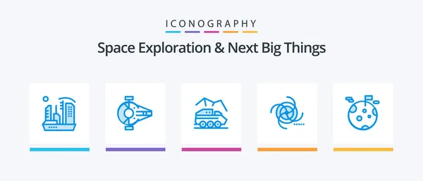 Space Exploration Next Big Things Blue Icon Pack Including Field — Vector de stock
