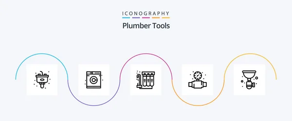 Plumber Line Icon Pack Including Plumbing Pipe Filtration Plumbing Mechanical — 图库矢量图片