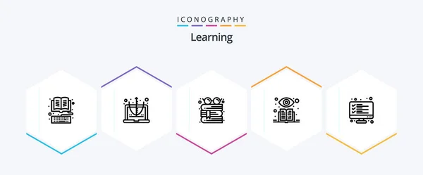 Learning Line Icon Pack Including Computer Supervised Learning Equation Supervised — Stok Vektör