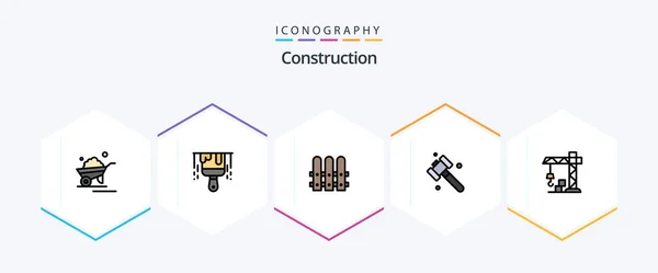 Construction Filledline Icon Pack Including Construction Construction Architecture Hammer — Stock Vector