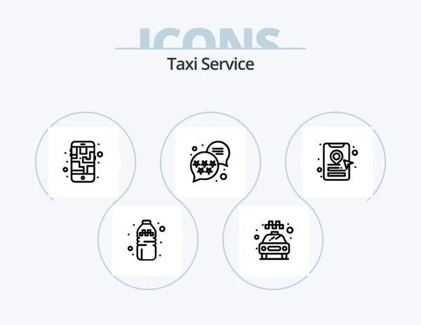 Taxi Service Line Icon Pack Icon Design Receiver Phone Food — стоковый вектор
