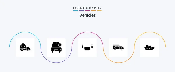 Vehicles Glyph Icon Pack Including Boat Shop Wheels Vehicles Ice — Stock vektor
