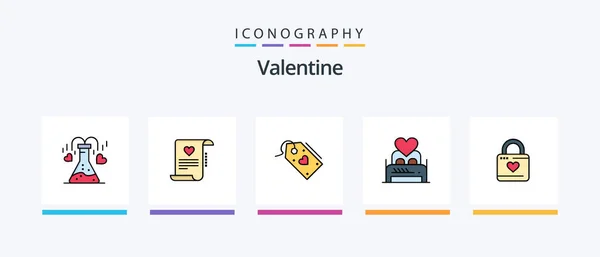 Valentine Line Filled Icon Pack Including Love Valentines Love Valentine — Stock Vector