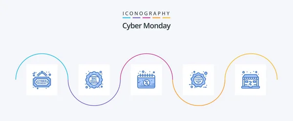 Cyber Monday Blue Icon Pack Including Shop Discount Date Sale – stockvektor