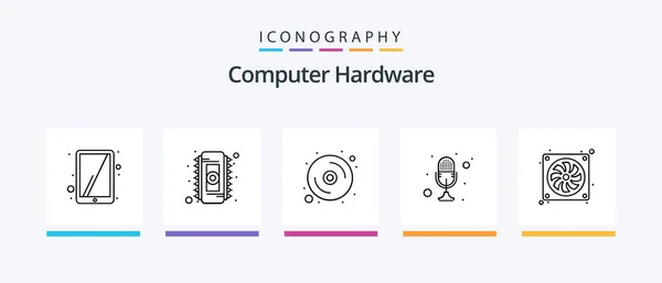 Computer Hardware Line Icon Pack Including Hardware Hdmi Computer Usb — Stock Vector