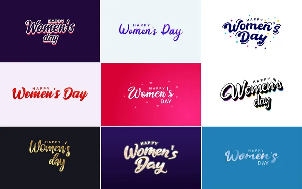 Abstract Happy Women Day Logo Love Vector Design Pink Red — Stok Vektör