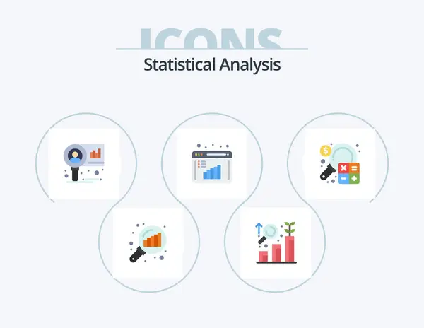 Statistical Analysis Flat Icon Pack Icon Design Analysis Data Evaluation — Vettoriale Stock