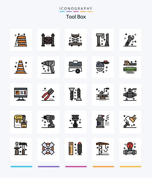 Creative Tools Line Filled Icon Pack Wrench Construction Construction Tools — Stock vektor