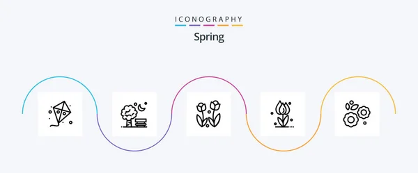 Spring Line Icon Pack Including Nature Floral Baloon Flora Rose — Stockvektor