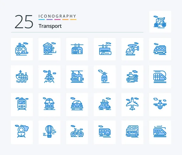 Transport Blue Color Icon Pack Including Transport Ship Travel Van — Wektor stockowy
