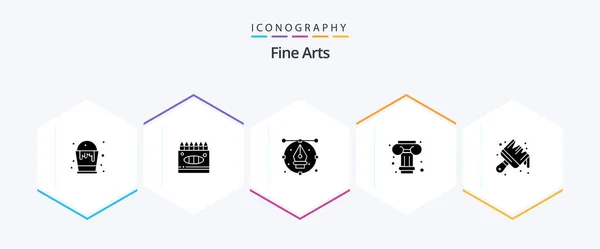 Fine Arts Glyph Icon Pack Including Arts Greek Art Column — Stock Vector