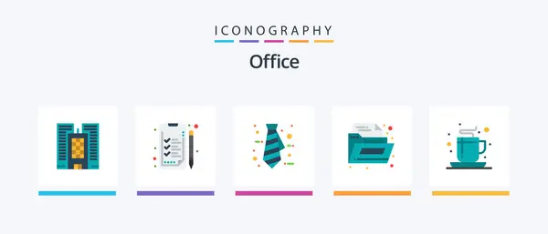 Office Flat Icon Pack Including Tea Tie Office Coffee Creative — 图库矢量图片