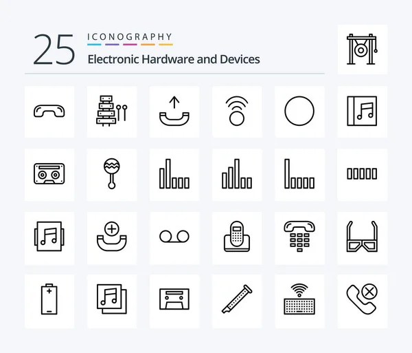 Devices Line Icon Pack Including Media Wifi Sound Signal Phone — 图库矢量图片