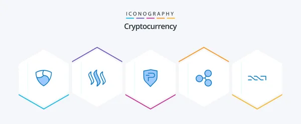 Cryptocurrency Blue Icon Pack Including Coin Technology Currency Ripple Crypto — стоковый вектор