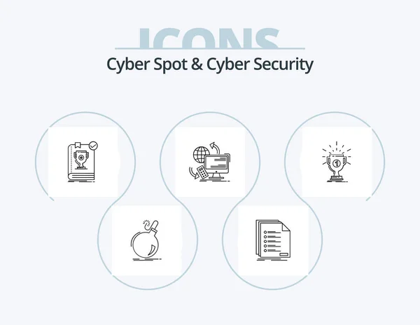 Cyber Spot Cyber Security Line Icon Pack Icon Design File — Vector de stock