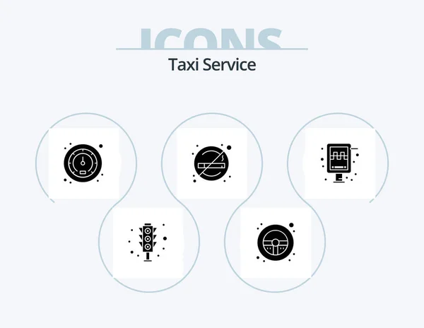 Taxi Service Glyph Icon Pack Icon Design Station Board Meter — Wektor stockowy