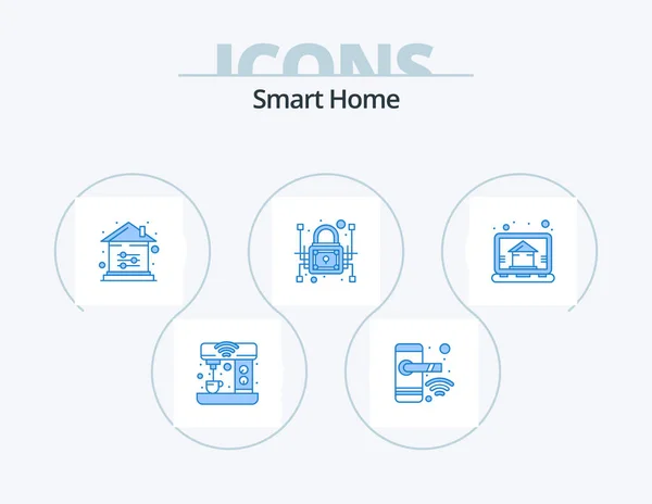 Smart Home Blue Icon Pack Icon Design Network Protection Data — стоковый вектор