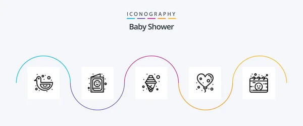 Baby Shower Line Icon Pack Including Gynecology Love Kid Heart — Stok Vektör