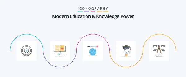 Modern Education Knowledge Power Flat Icon Pack Including Geometry Education — Stock Vector
