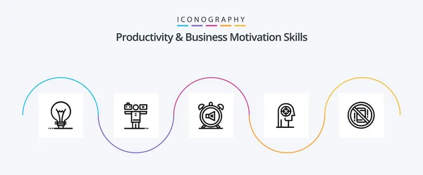 Productivity Business Motivation Skills Line Icon Pack Including Human Focus — Stock Vector
