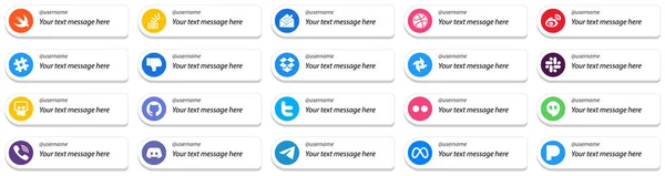 Customizable Social Media Follow Icons Slideshare Google Photo Sina Dropbox — Stockvektor