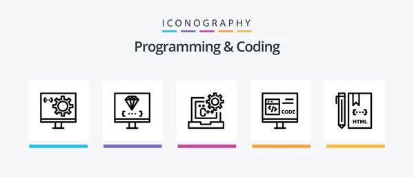 Programming Coding Line Icon Pack Including Coding Develop Programming Develop — Stockvector