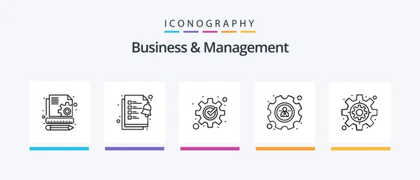 Business Management Line Icon Pack Including Profile Settings Case Schedule — Vetor de Stock