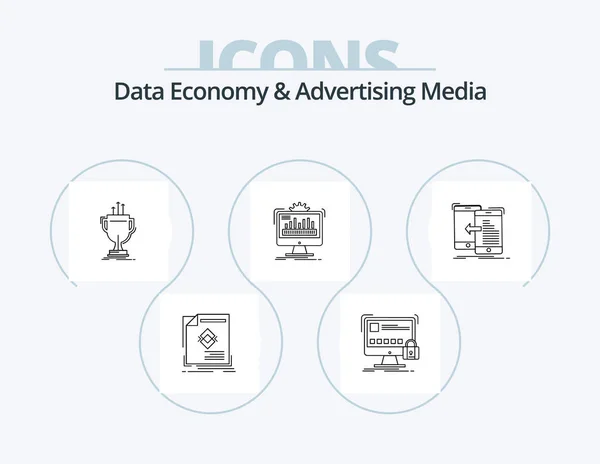 Data Economy Advertising Media Line Icon Pack Icon Design Telefax — Image vectorielle