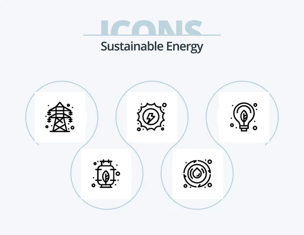 Sustainable Energy Line Icon Pack Icon Design Hydro Electrical Electricity — Stock vektor