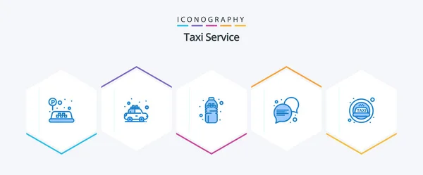 Taxi Service Blue Icon Pack Including Taxi Drink Siren Dialogue — Wektor stockowy