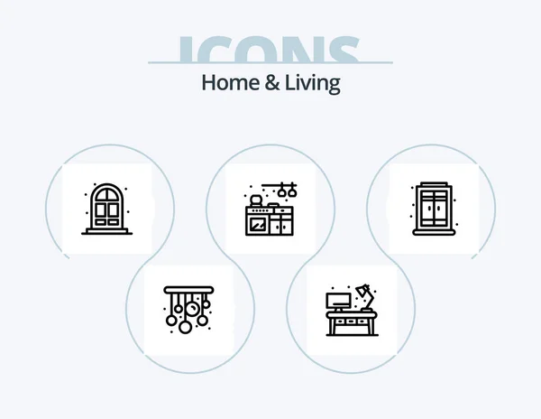 Home Living Line Icon Pack Icon Design Living Book — Stok Vektör