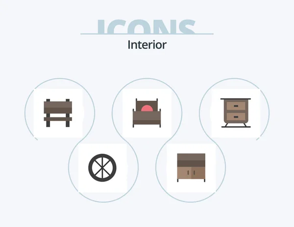 Interior Flat Icon Pack Icon Design Interior Furnishings Interior Double — Stock Vector