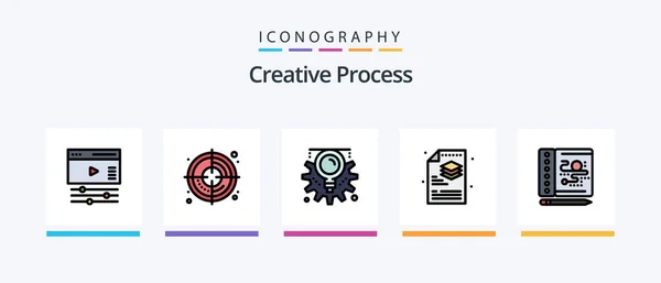 Creative Process Line Filled Icon Pack Including Process Key Board — Stock vektor