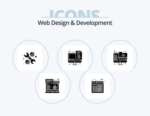 Web Design Development Glyph Icon Pack Icon Design Monitor Archive — Vettoriale Stock