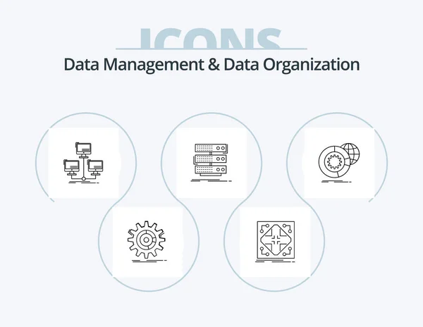 Data Management Data Organization Line Icon Pack Icon Design Sync — стоковый вектор