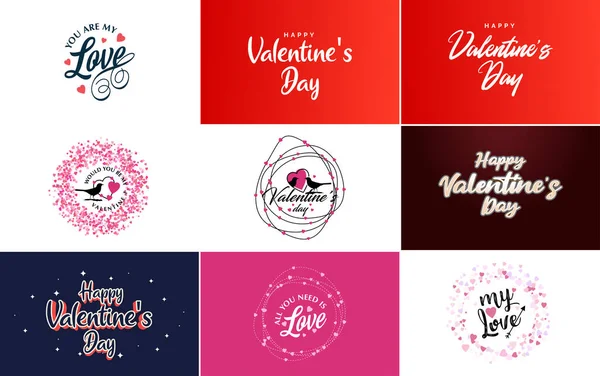 Happy Women Day Lettering Typography Poster Heart International Woman Day — Vector de stock