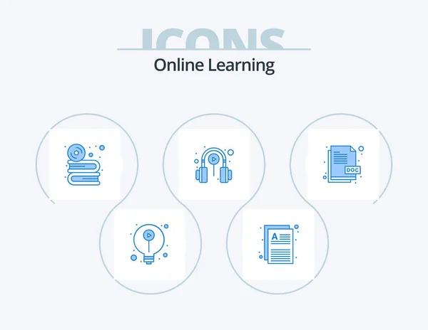 Online Learning Blue Icon Pack Icon Design Online Learning Electronics — Stock Vector